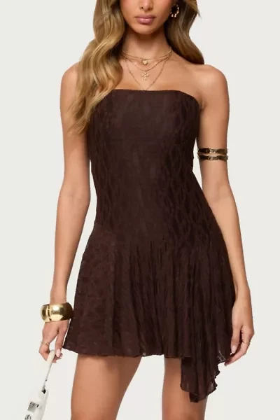Edikted Elaia Asymmetric Strapless Lace Mini Dress