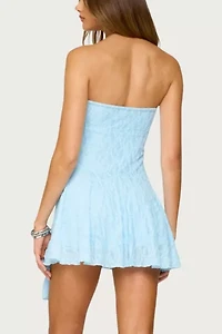Edikted Elaia Asymmetric Strapless Lace Mini Dress