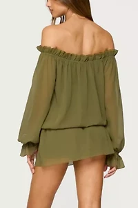 Edikted Delphine Off Shoulder Chiffon Romper