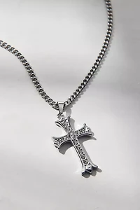 Pave Rhinestone Cross Pendant Waterproof Necklace