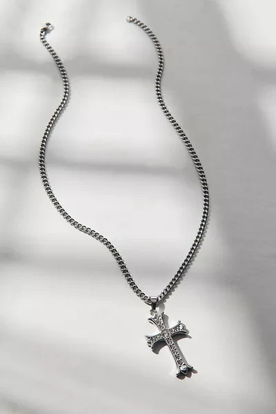 Pave Rhinestone Cross Pendant Waterproof Necklace