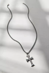 Pave Rhinestone Cross Pendant Waterproof Necklace
