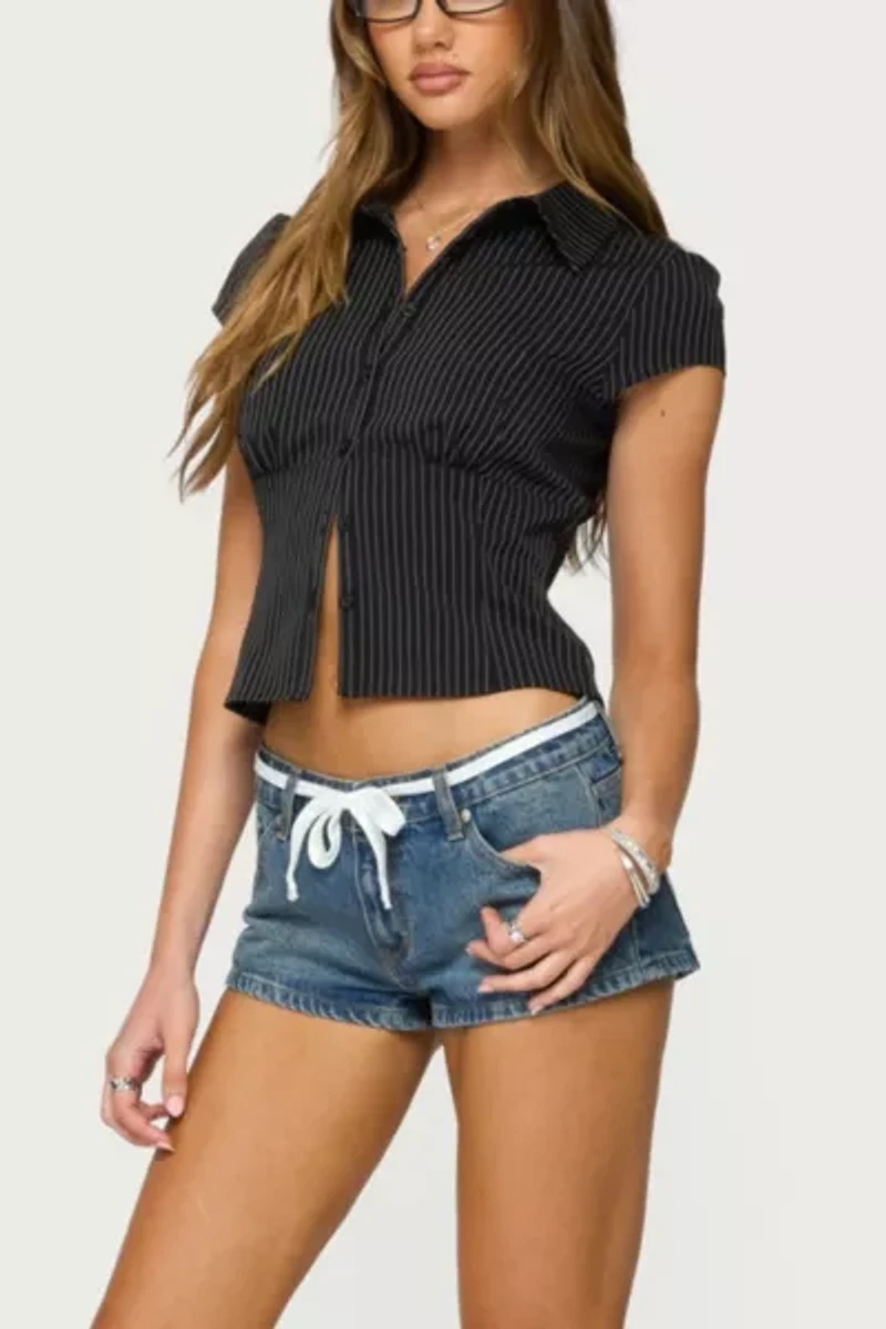 Edikted Olesia Tie Belt Denim Shorts