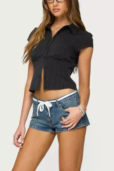 Edikted Olesia Tie Belt Denim Shorts