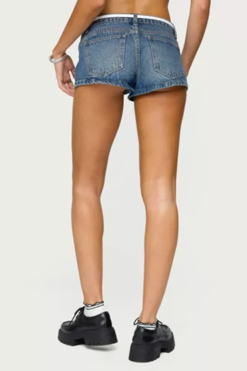Edikted Olesia Tie Belt Denim Shorts