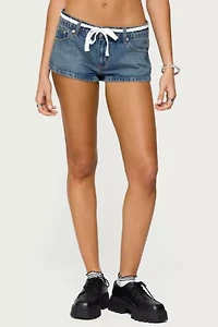 Edikted Olesia Tie Belt Denim Shorts