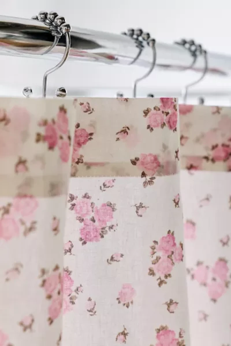 Maisie Floral Patterned Ruffled Shower Curtain