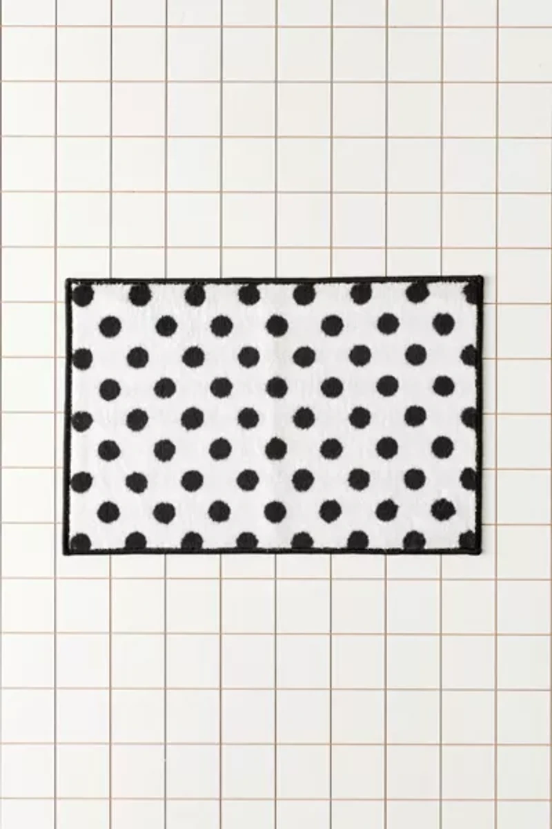 Polka Dot Plush Printed Bath Mat