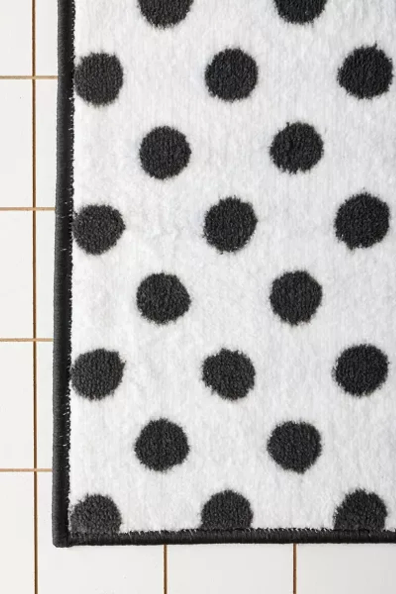 Polka Dot Plush Printed Bath Mat