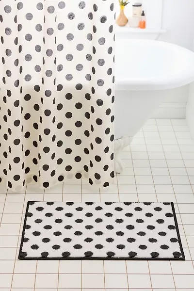 Polka Dot Plush Printed Bath Mat