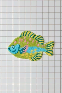 Gone Fishin’ Fish Shaped Tufted Bath Mat