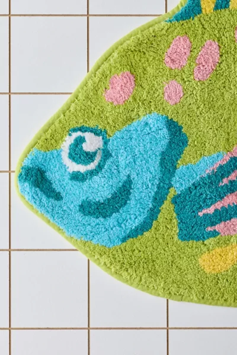 Gone Fishin’ Fish Shaped Tufted Bath Mat