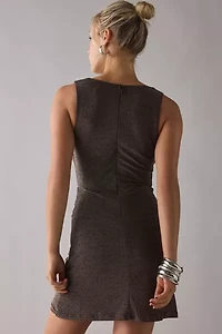 Kiss The Sky Lila Shimmer Knit Asymmetric Cowl Neck Mini Dress