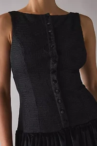 Kiss The Sky Ali Boatneck Drop Waist Black Velvet Mini Dress