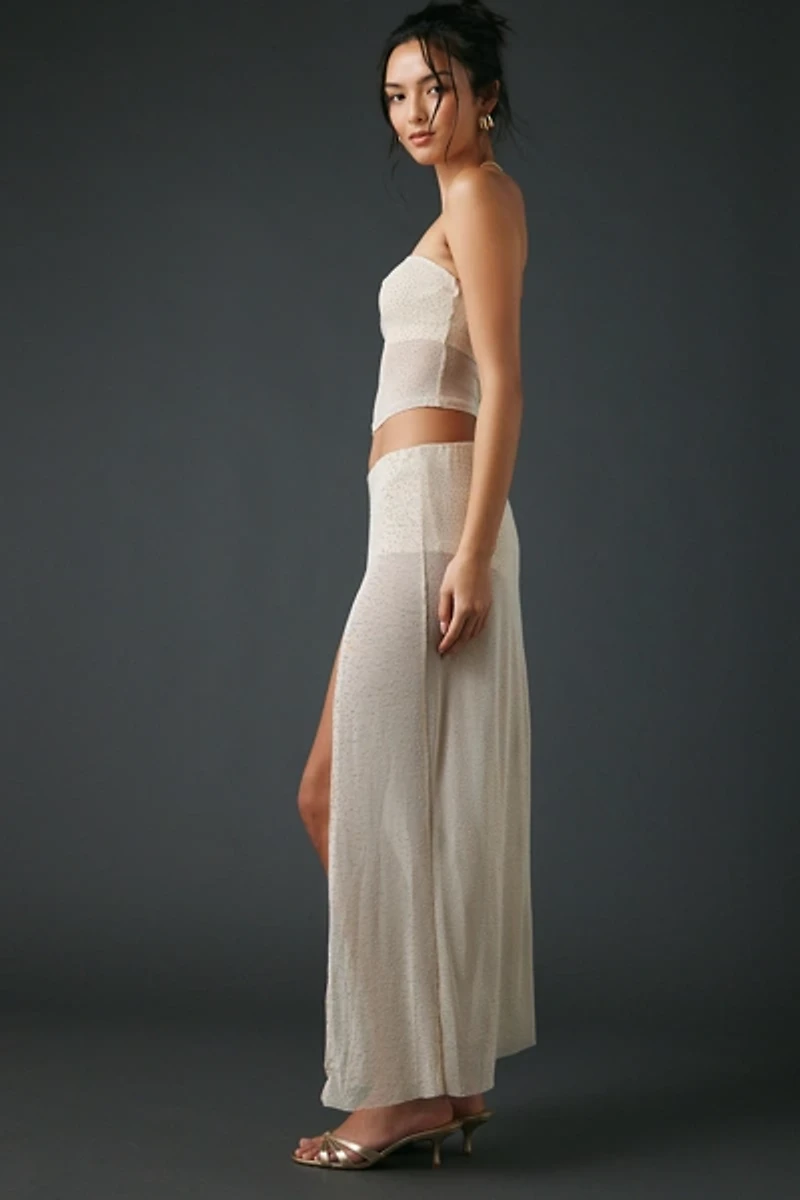 UO A Girl’s Best Friend Rhinestone Studded Sheer Mesh Skirt 2-Piece Set