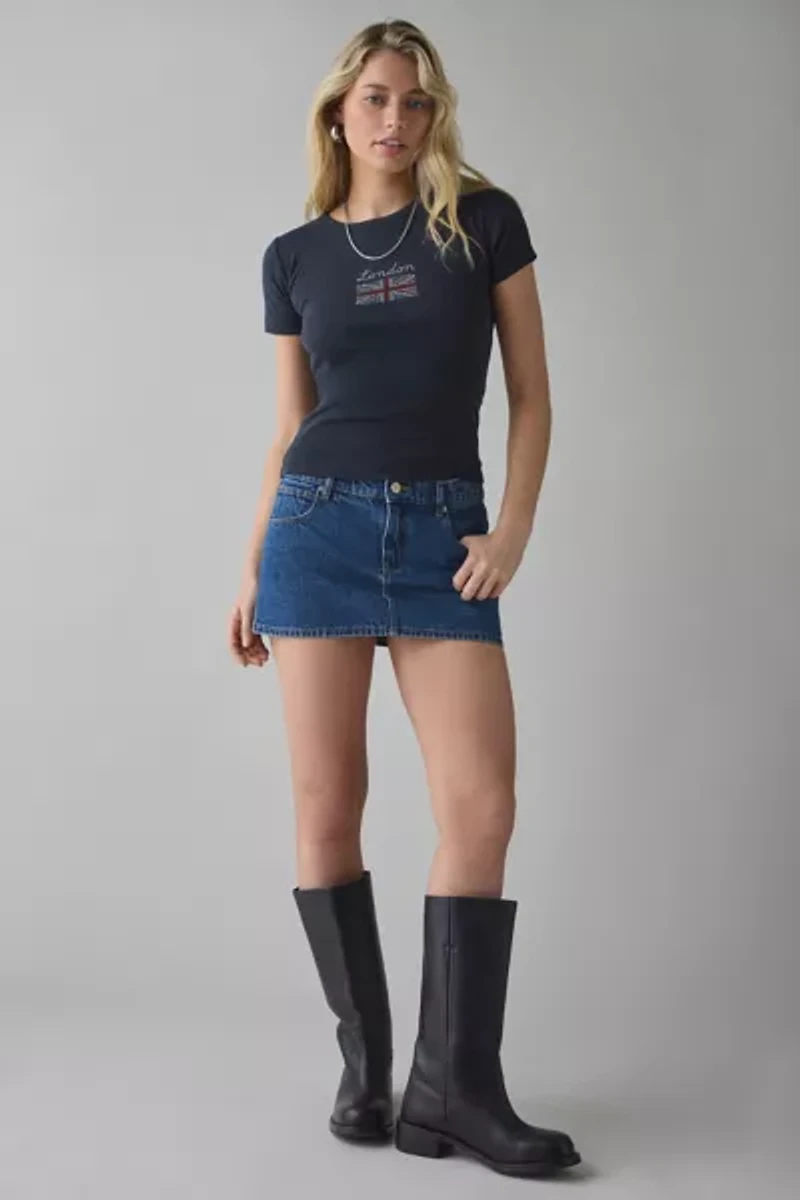London Union Jack Flag Rhinestone Graphic Baby Tee