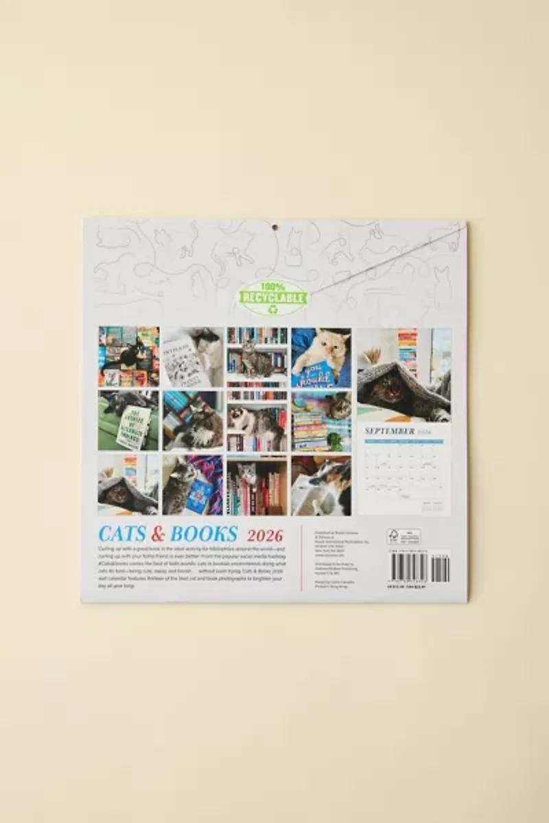Cats & Books 2026 Wall Calendar