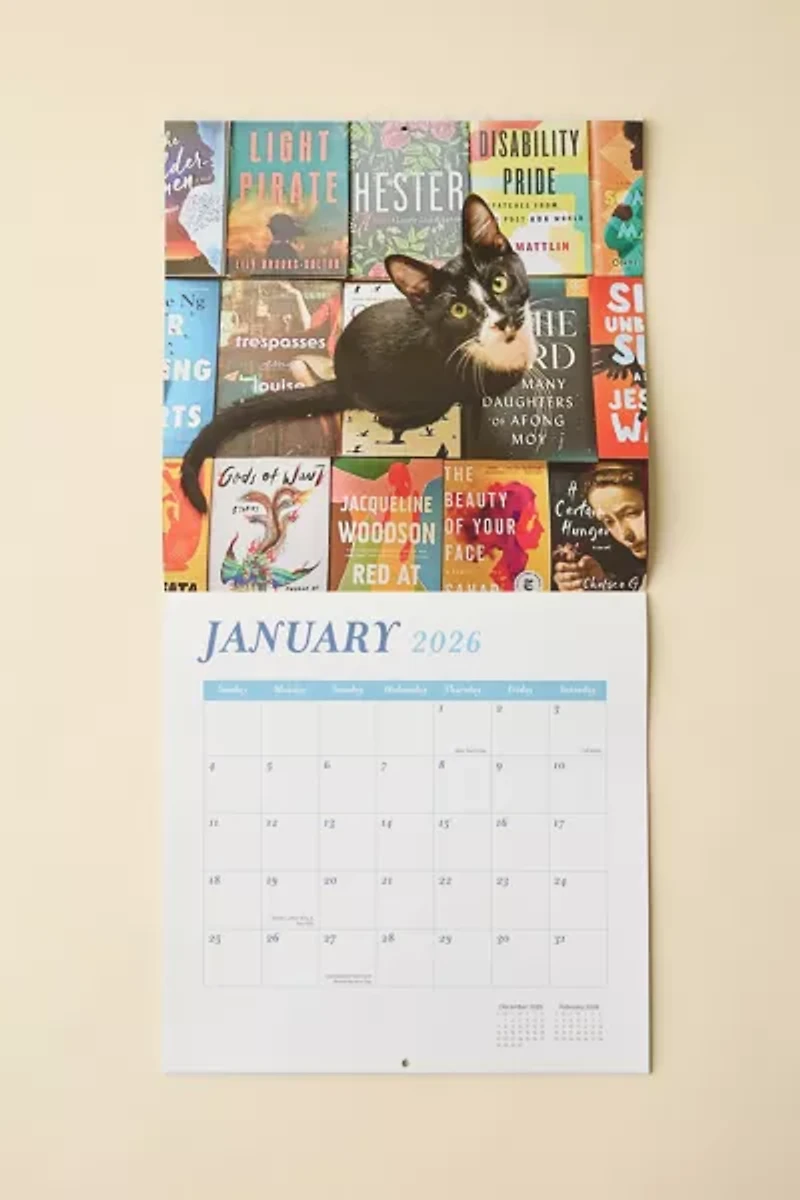 Cats & Books 2026 Wall Calendar