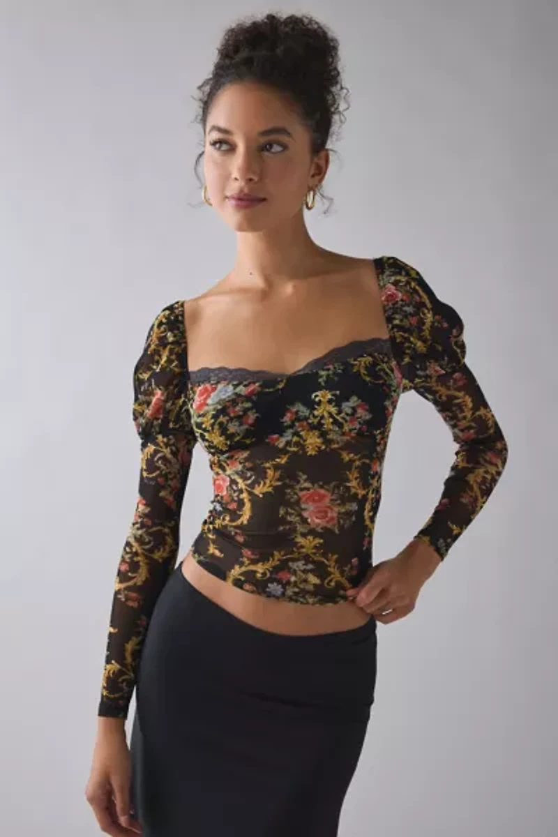 Kimchi Blue The Dark Sheer Mesh Long Sleeve Top