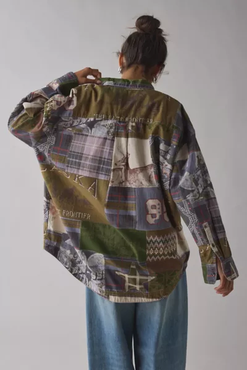 BDG Cowboy Dan Patchwork Oversized Button-Down Shirt