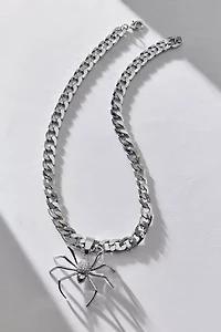 Pavé Rhinestone Spider Pendant Necklace