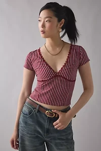 Motel Asani Plunging Cap Sleeve Crop Top