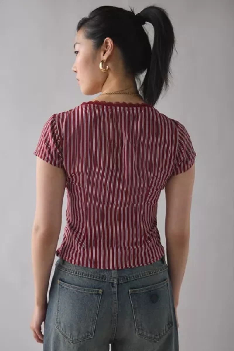 Motel Asani Plunging Cap Sleeve Crop Top