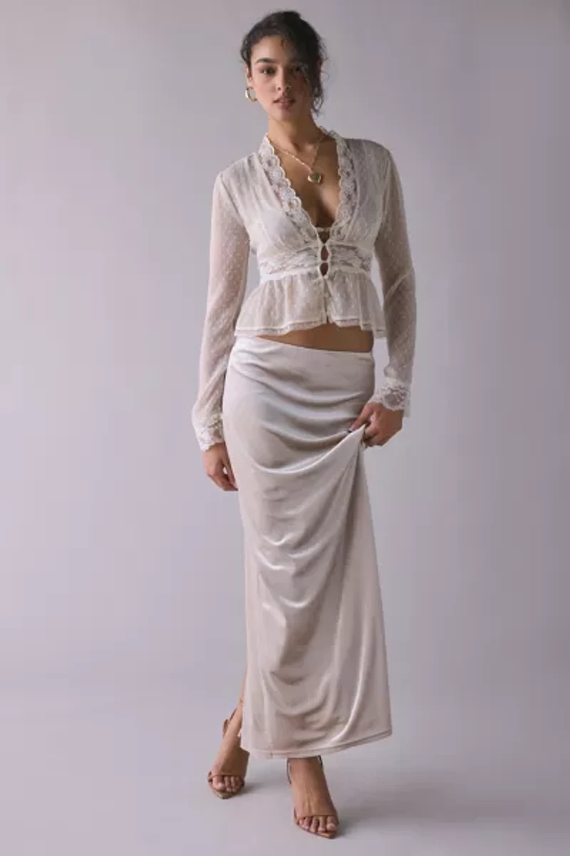 Glamorous Velvet Low-Rise Slip Maxi Skirt