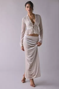 Glamorous Velvet Low-Rise Slip Maxi Skirt
