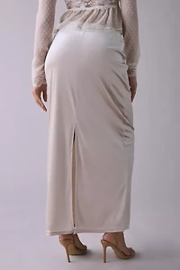 Glamorous Velvet Low-Rise Slip Maxi Skirt