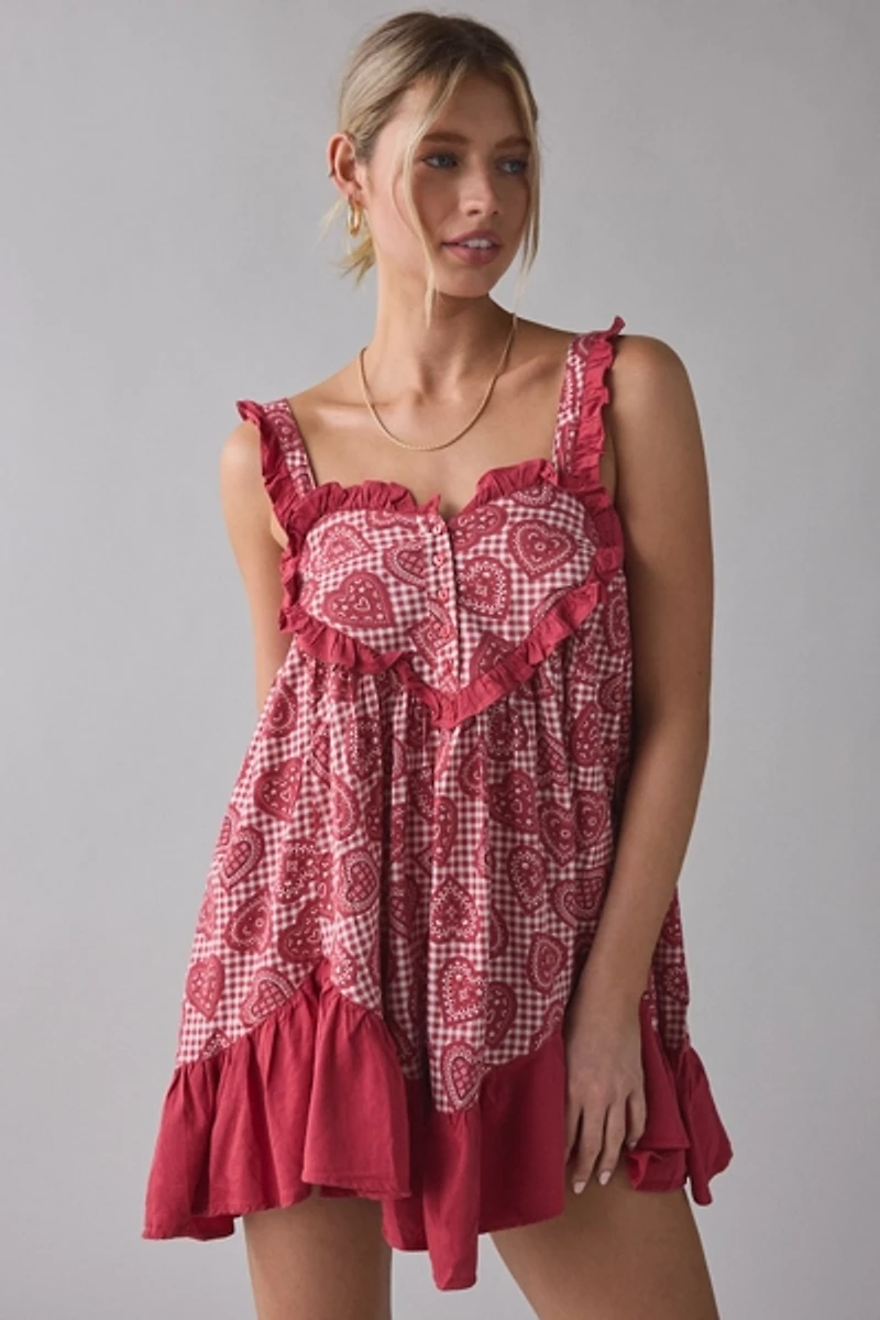 Out From Under Eat Your Heart Ruffle Babydoll Sleep Dress