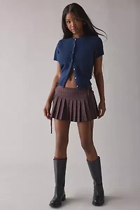 Glamorous Plaid Side-Tie Low-Rise Pleated Mini Skirt