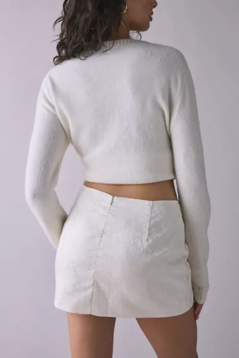 Glamorous Floral Brocade Low-Rise Mini Skirt