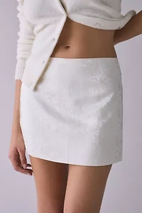 Glamorous Floral Brocade Low-Rise Mini Skirt