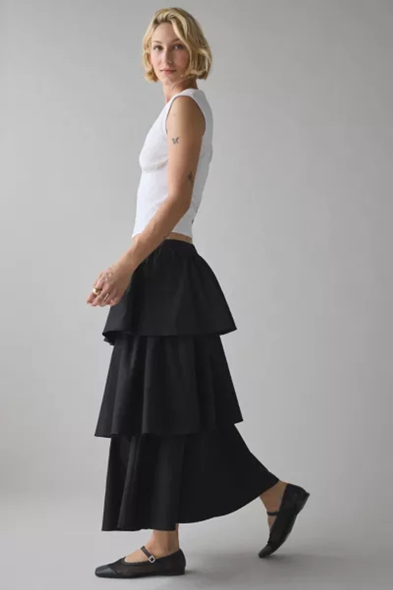 Glamorous Cotton Ruffle Tiered Maxi Skirt
