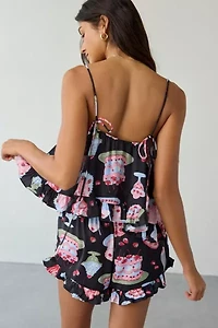 Out From Under Daydream Satin Flyaway Cami + Micro Short PJ Set