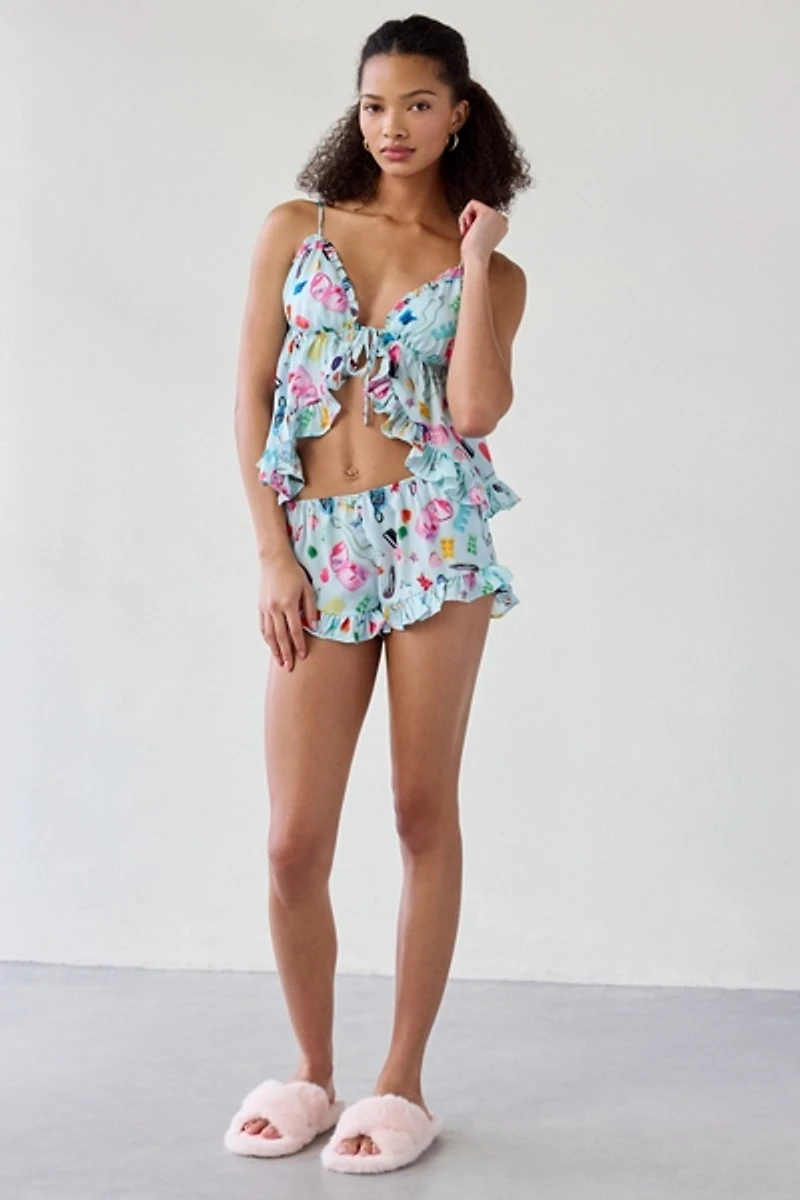 Out From Under Daydream Satin Flyaway Cami + Micro Short PJ Set