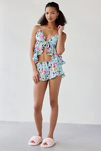 Out From Under Daydream Satin Flyaway Cami + Micro Short PJ Set