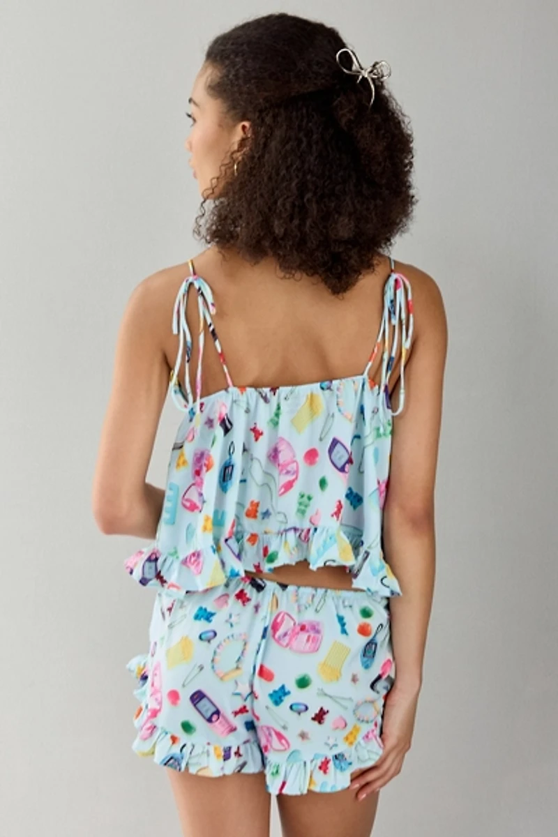 Out From Under Daydream Satin Flyaway Cami + Micro Short PJ Set