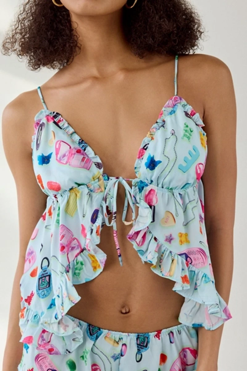 Out From Under Daydream Satin Flyaway Cami + Micro Short PJ Set