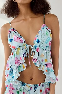 Out From Under Daydream Satin Flyaway Cami + Micro Short PJ Set