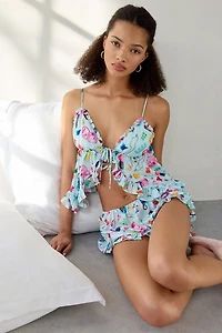 Out From Under Daydream Satin Flyaway Cami + Micro Short PJ Set
