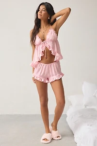 Out From Under Daydream Satin Flyaway Cami + Micro Short PJ Set