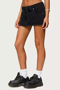 Edikted Ziggie Tie Front Denim Mini Skort