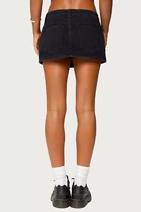 Edikted Ziggie Tie Front Denim Mini Skort