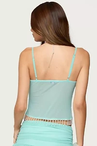 Edikted Enya Fringed Sheer Mesh Top