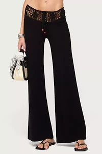 Edikted Kirsty Crochet Waist Knit Pants