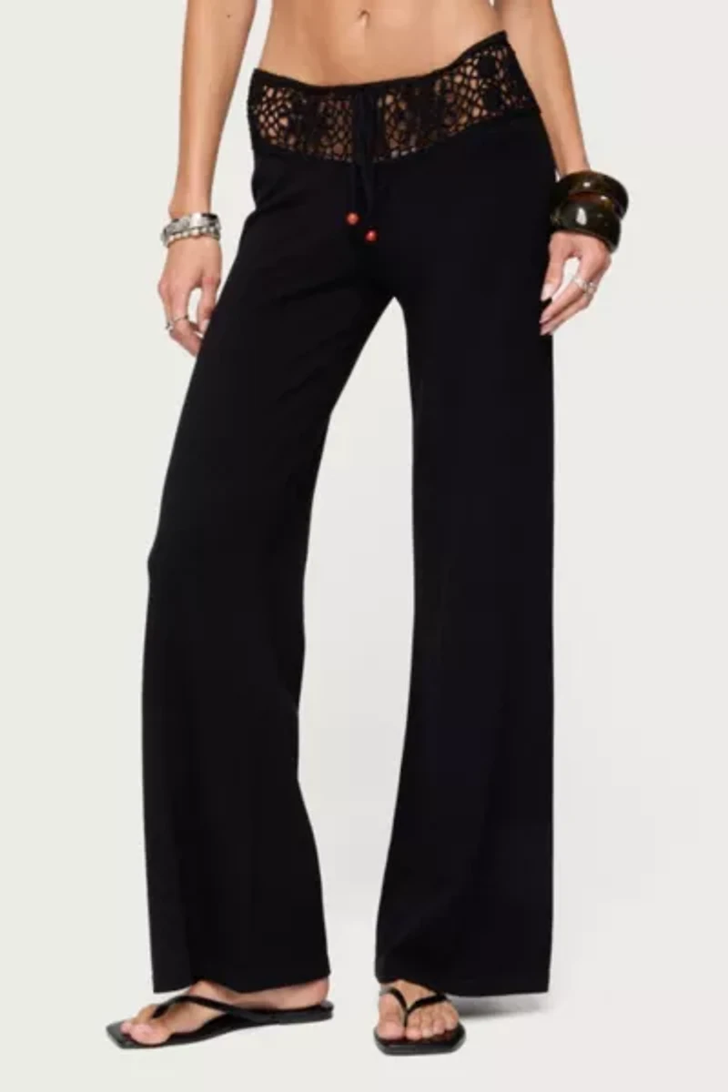 Edikted Kirsty Crochet Waist Knit Pants