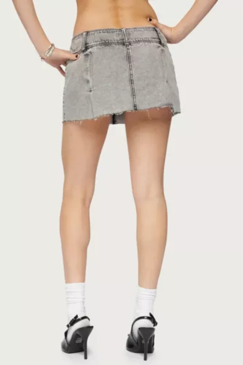 Edikted Vintage Washed Denim Mini Skort