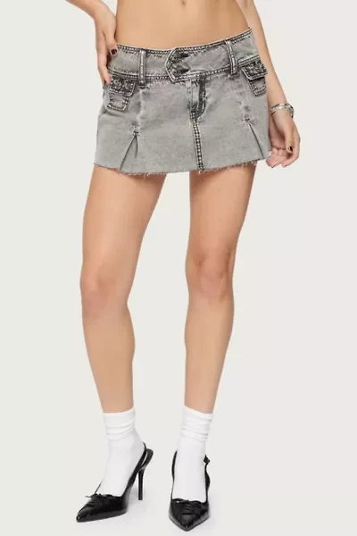 Edikted Vintage Washed Denim Mini Skort